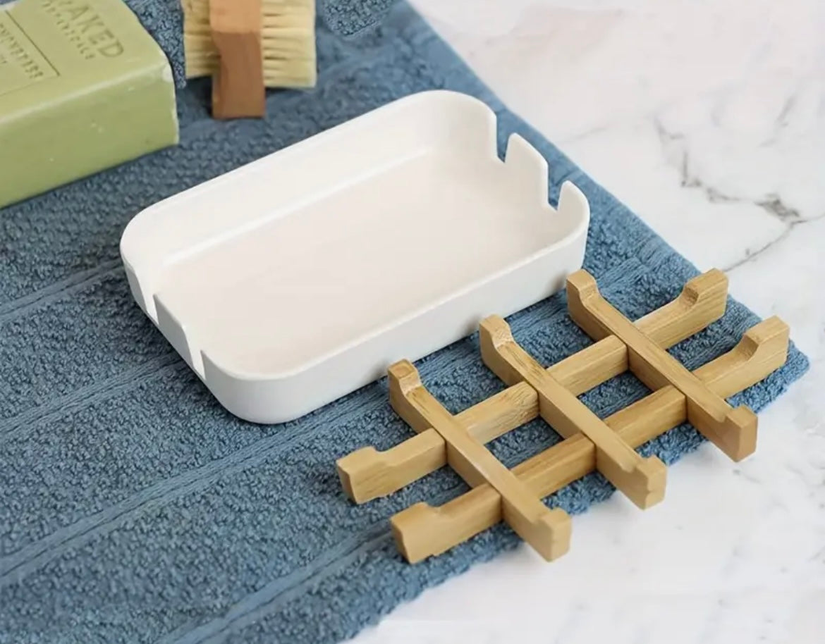 Luxurious Bamboo Fiber Soap Dish. ~White~
