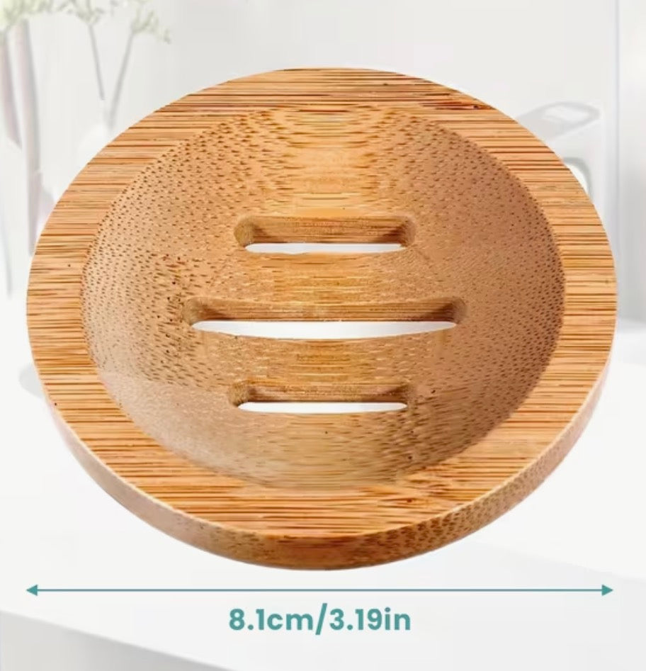 Round bamboo soap dish