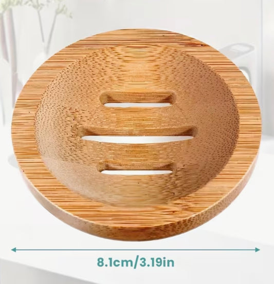 Round bamboo soap dish